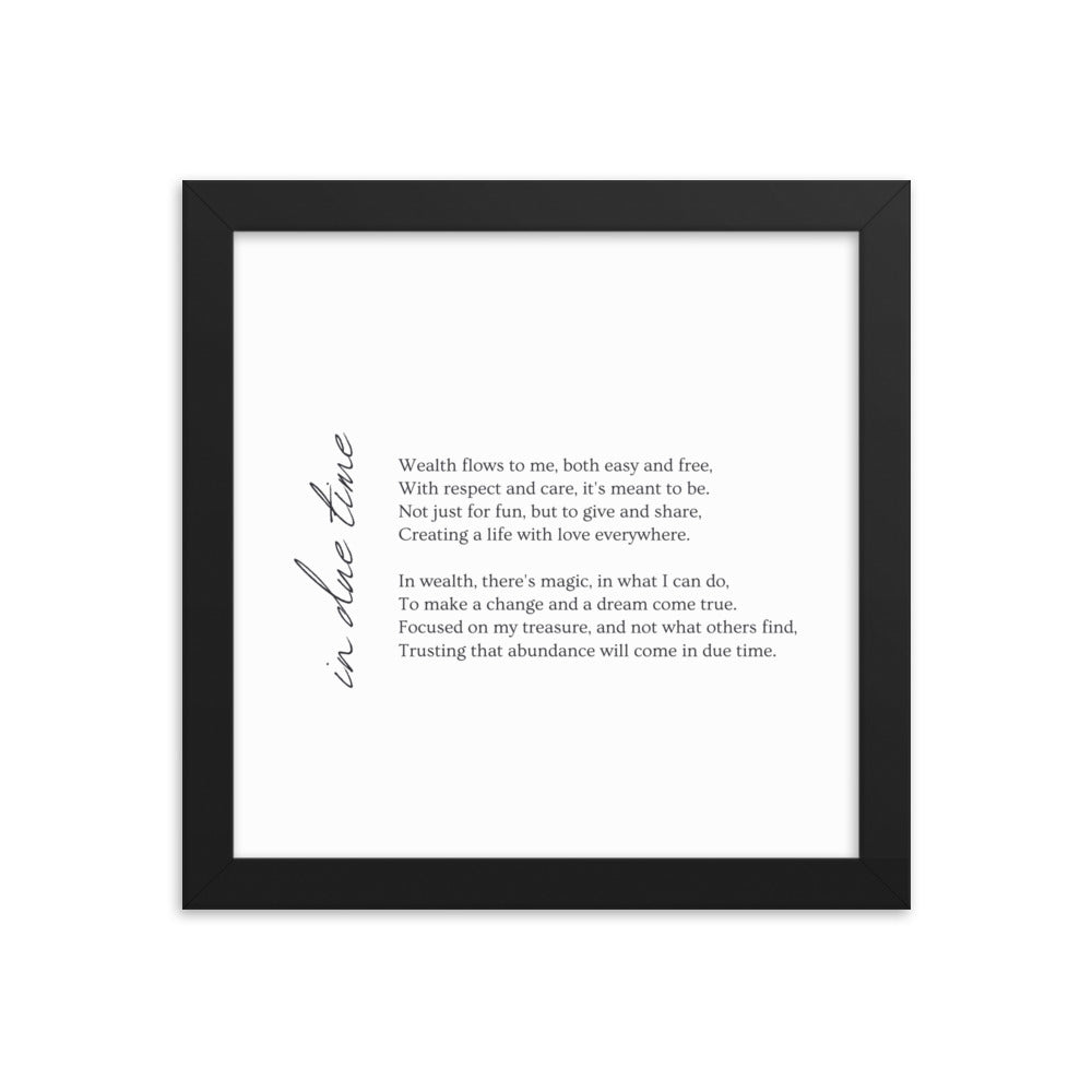 The 'In Due Time' Framed Poem (Wall Art)